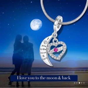 💝Mom heart ♥️ moon 🌙 pendant platinum charm